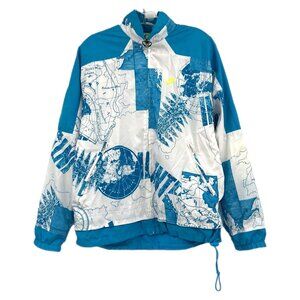 Nike Blue White Vintage Map Print Windbreaker | Women’s OS